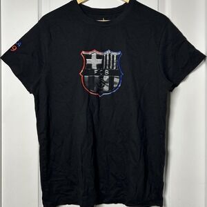 FC Barcelona Black Graphic T-Shirt Soccer Football Sporty Y2K Streetwear Style